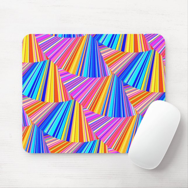 Brightly Coloured Crazy Colourful Abstract Pattern Mouse Mat (With Mouse)