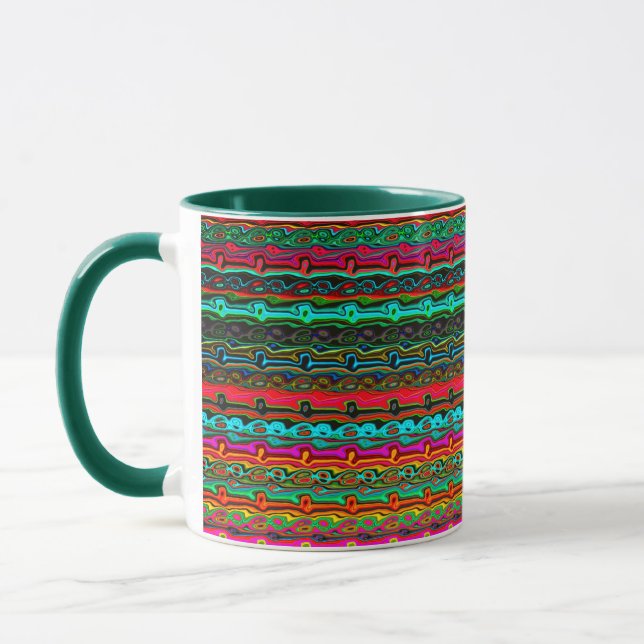 Brightly Coloured Crazy Colourful Abstract Pattern Mug (Left)