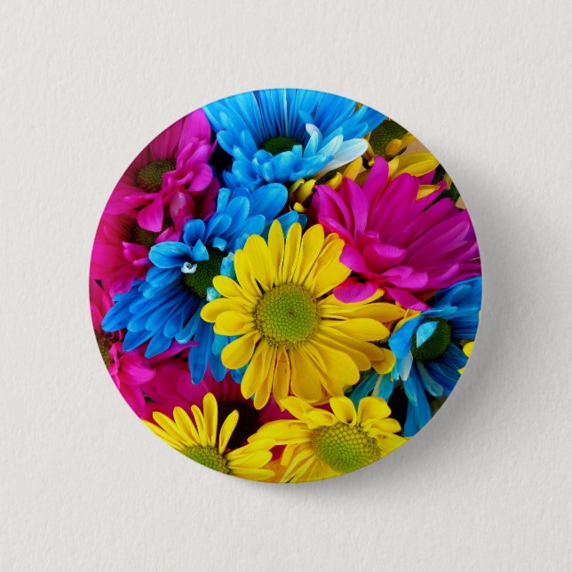 Brightly Coloured Daisies 6 Cm Round Badge (Front)