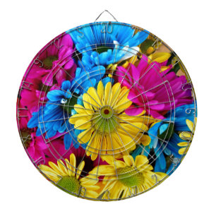 Brightly Coloured Daisies Dartboard