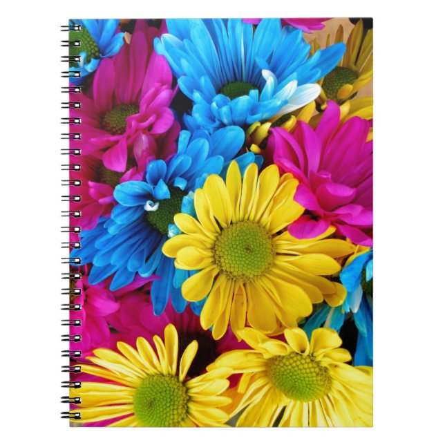 Brightly Coloured Daisies Notebook (Front)