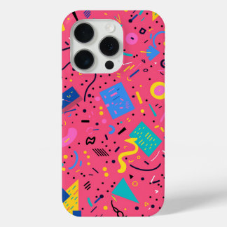 Brightly-coloured design of doodles and shapes iPhone 15 pro case