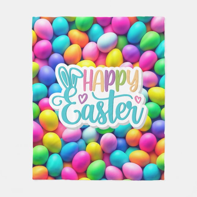 Brightly coloured Easter Egg/Spring  Fleece Blanket (Front)