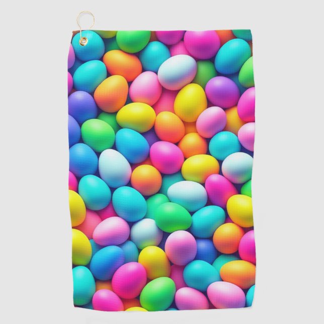 Brightly coloured Easter Egg/Spring  Golf Towel (Front)