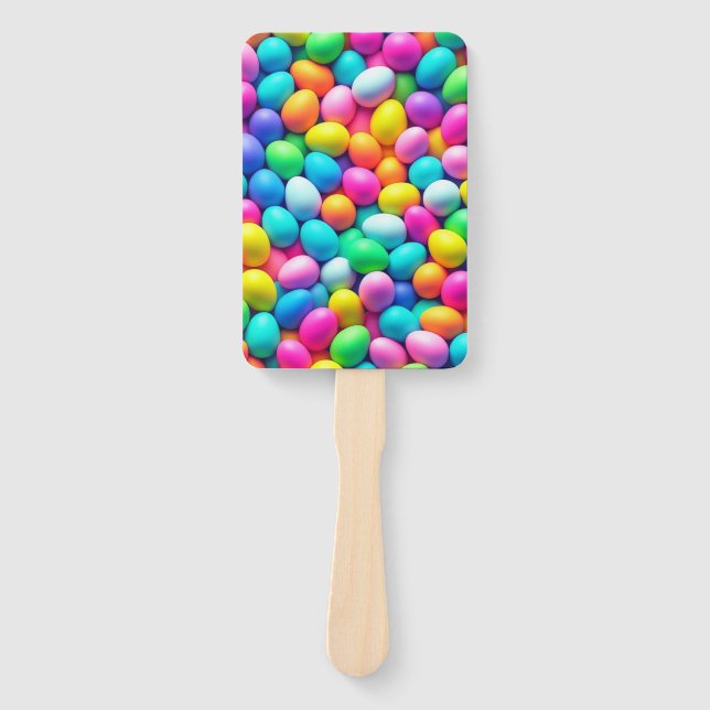 Brightly coloured Easter Egg/Spring  Hand Fan (Front)