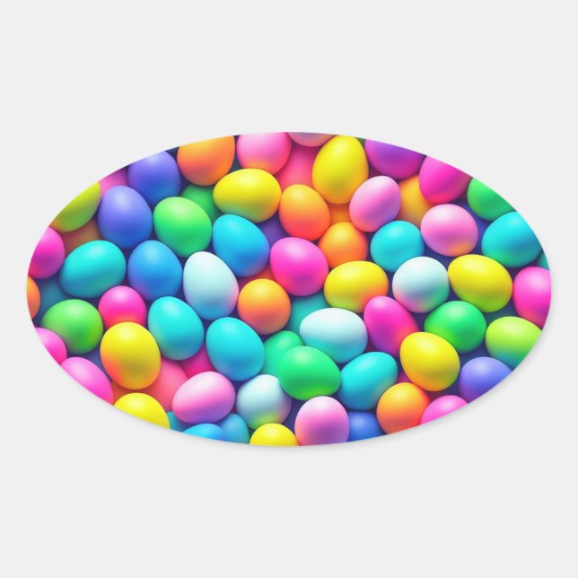 Brightly coloured Easter Egg/Spring  Oval Sticker (Front)