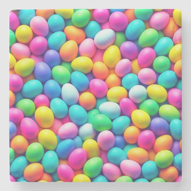 Brightly coloured Easter Egg/Spring  Stone Coaster (Front)