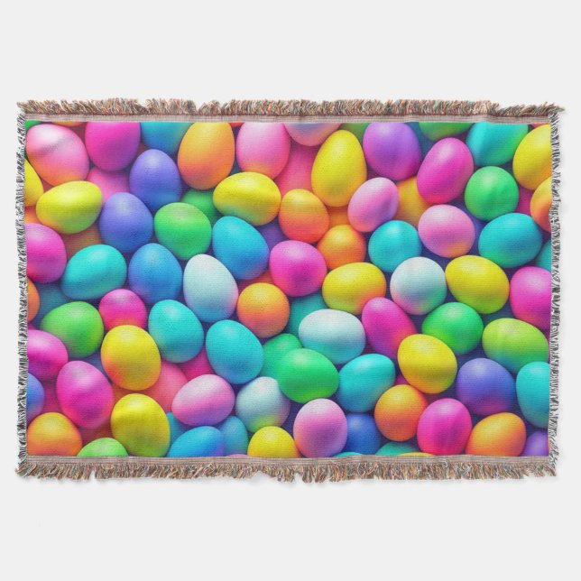 Brightly coloured Easter Egg/Spring  Throw Blanket (Front)