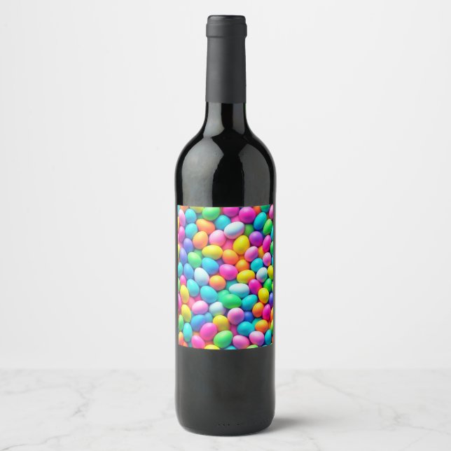 Brightly coloured Easter Egg/Spring  Wine Label (Front)