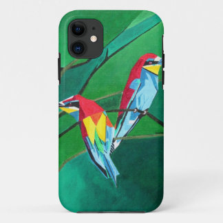 Brightly Coloured European Bee Eaters Geometric Ar iPhone 11 Case