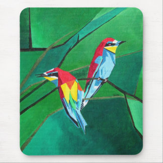 Brightly Coloured European Bee Eaters Geometric Ar Mouse Mat