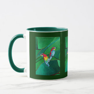 Brightly Coloured European Bee Eaters Geometric Ar Mug