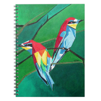 Brightly Coloured European Bee Eaters Geometric Ar Notebook