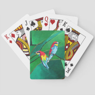 Brightly Coloured European Bee Eaters Geometric Ar Playing Cards