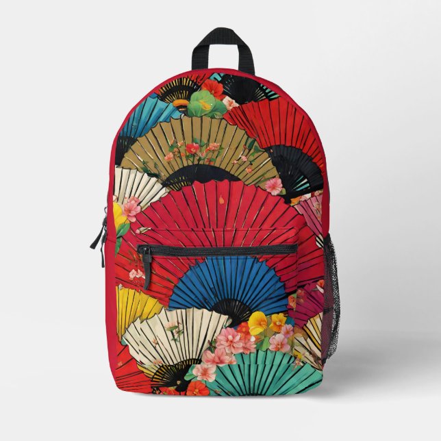 Brightly Coloured Fans Flowers Backpack (Front)