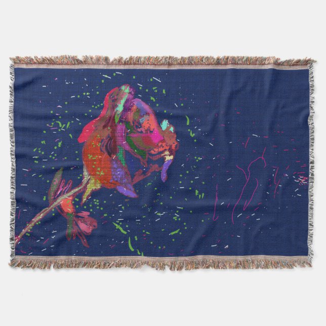 Brightly Coloured Flower Throw Blanket (Front)