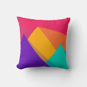 Brightly Coloured Geometric Triangles and Pyramids Cushion