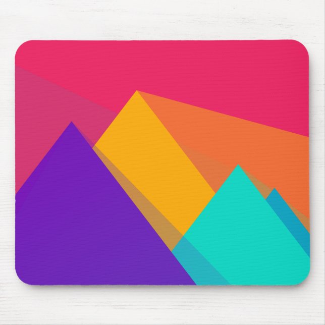 Brightly Coloured Geometric Triangles and Pyramids Mouse Mat (Front)