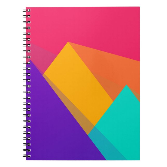 Brightly Coloured Geometric Triangles and Pyramids Notebook (Front)
