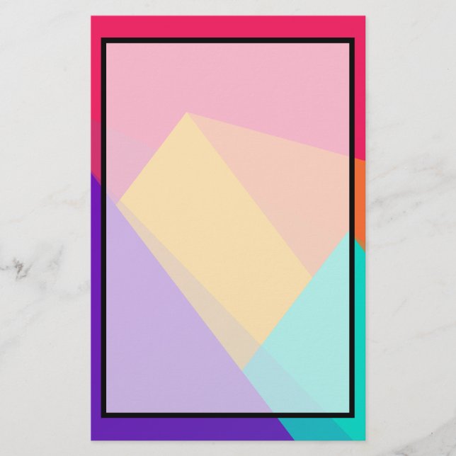 Brightly Coloured Geometric Triangles and Pyramids Stationery (Front)