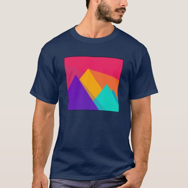 Brightly Coloured Geometric Triangles and Pyramids T-Shirt (Front)