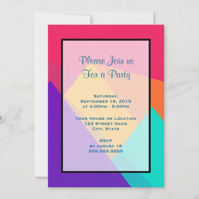 Brightly Coloured Geometric Triangles Generic Part Invitation (Front)