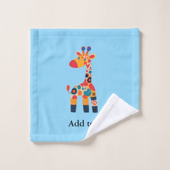 Brightly Coloured Giraffe Cartoon Wash Cloth (Wash Cloth)