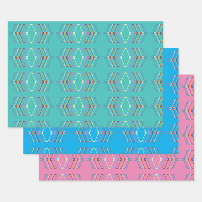 Brightly Coloured Golf Clubs Wrapping Paper Sheet (Set)