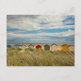 Brightly Coloured Huts on the Beach Postcard