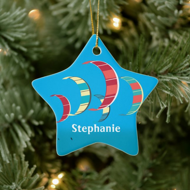 Brightly Coloured Kiteboarding  Ceramic Tree Decoration (Tree)