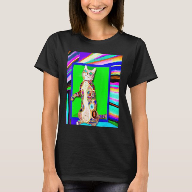 Brightly coloured kitten cat meme T-Shirt (Front)