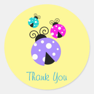 Brightly Coloured Ladybugs Thank You Classic Round Sticker