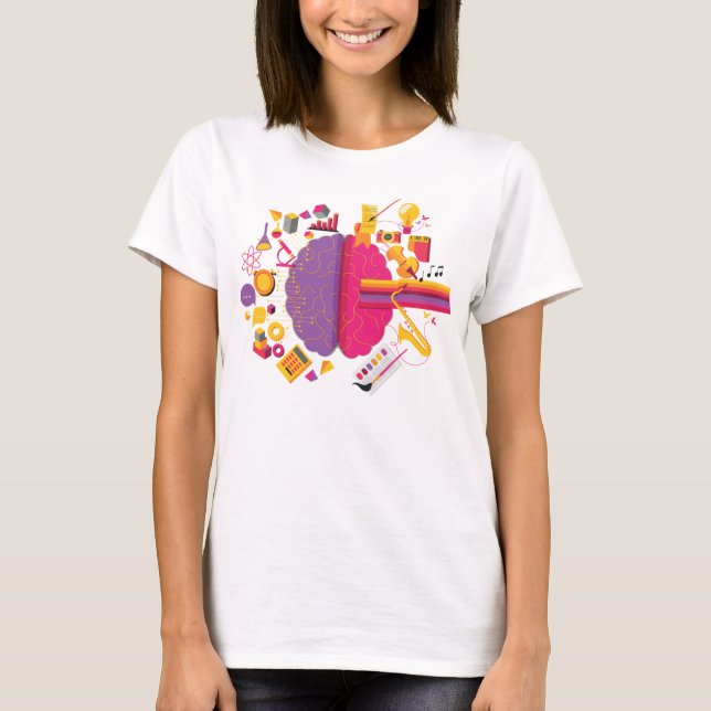 Brightly Coloured Left and Right Brain T-Shirt (Front)