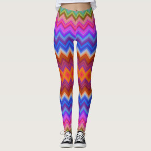 Brightly coloured leggings with a bold zigzag
