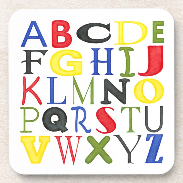Brightly Coloured Letters by Megan Meagher Coaster (Front)