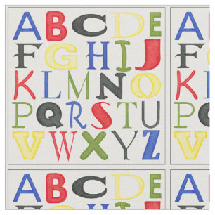 Brightly Coloured Letters by Megan Meagher Fabric