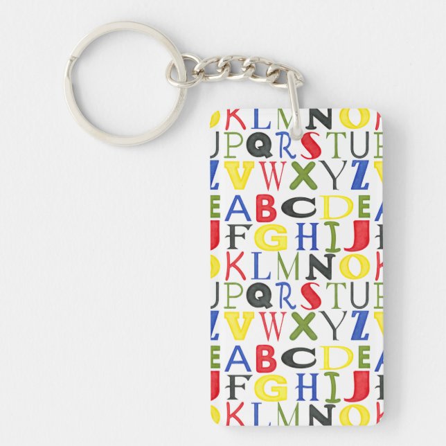 Brightly Coloured Letters by Megan Meagher Key Ring (Front)