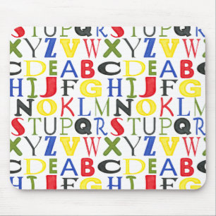 Brightly Coloured Letters by Megan Meagher Mouse Mat