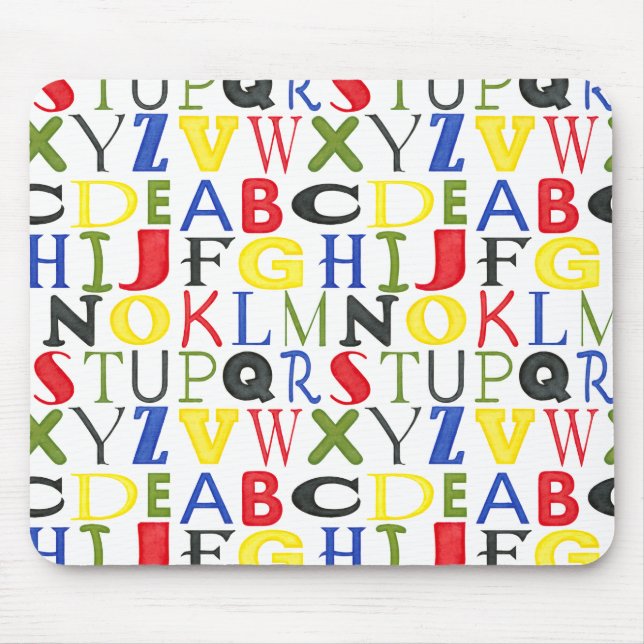 Brightly Coloured Letters by Megan Meagher Mouse Mat (Front)