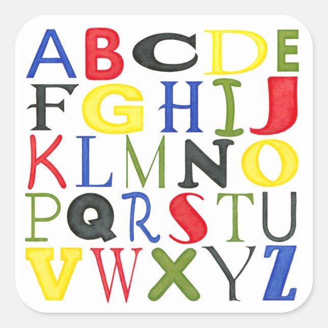 Brightly Coloured Letters by Megan Meagher Square Sticker (Front)