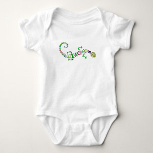 brightly coloured lizard baby bodysuit