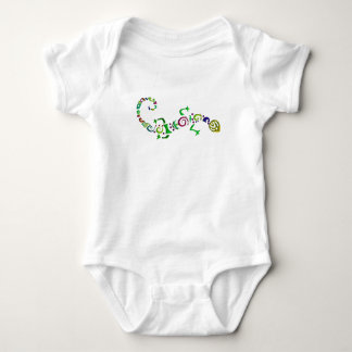 brightly coloured lizard baby bodysuit