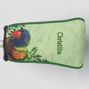 Brightly Coloured Macaw Parrot Green Leaves Golf Head Cover