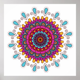 Brightly Coloured Mandala Poster