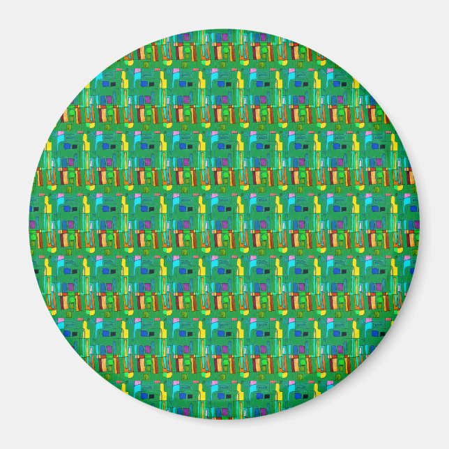 Brightly coloured modern abstract design  magnet (Front)