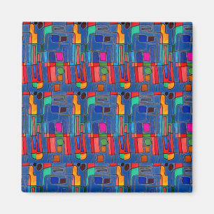 Brightly coloured modern abstract design magnet