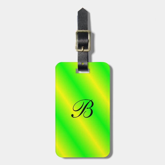 Brightly Coloured Monogrammed Luggage Tag (Front Vertical)