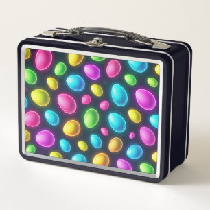 Brightly coloured/neon Easter Egg/Spring  Metal Lunch Box