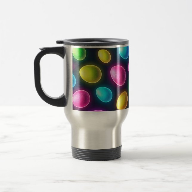 Brightly coloured/neon Easter Egg/Spring  Travel Mug (Left)