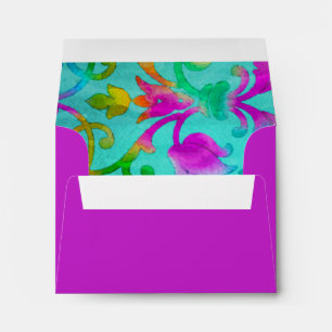 Brightly Coloured Painted Damask Envelope